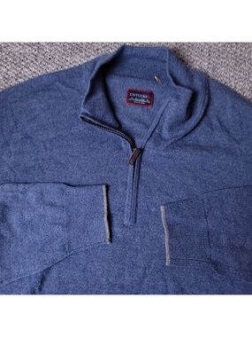 UNTUCKit Merino Wool Sweater Mens 2XL Blue Long Sleeve Pullover Zip Up